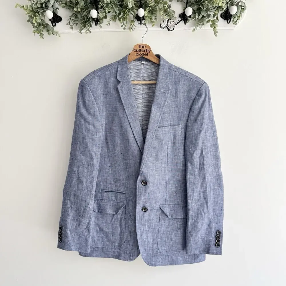 Men’s J. Crew Baird Mcnutt Linen Murano Slim Fit Chambray Blazer Large CP